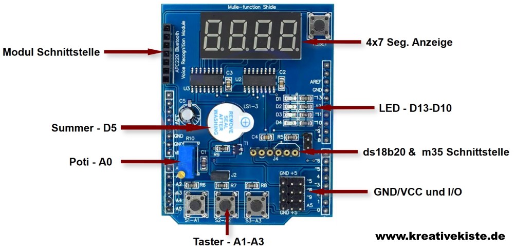 3 Arduino Multi Funktion Shield HW 262