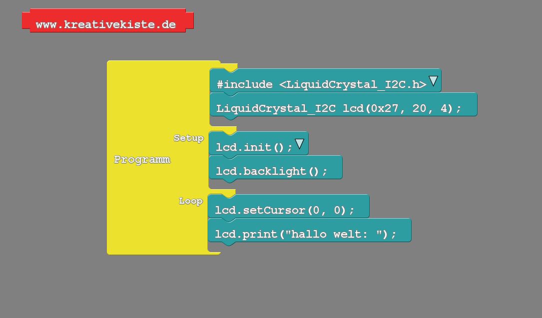 LCD Display mit Ardublock und liquid crystal i2c Bibliothek programmieren
