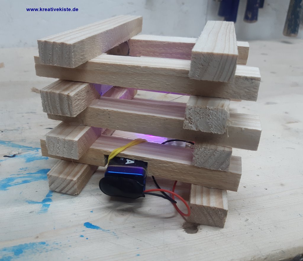Holz LED RGB Lampe selber bauen basteln mit jungs 4