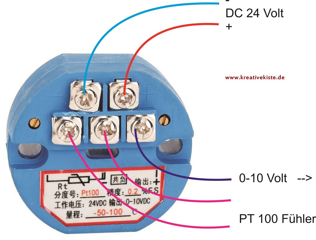 RTD PT100 Temperatur Messumformer DC 50 100 Grad 0 10V L6U F7M7 anschluss